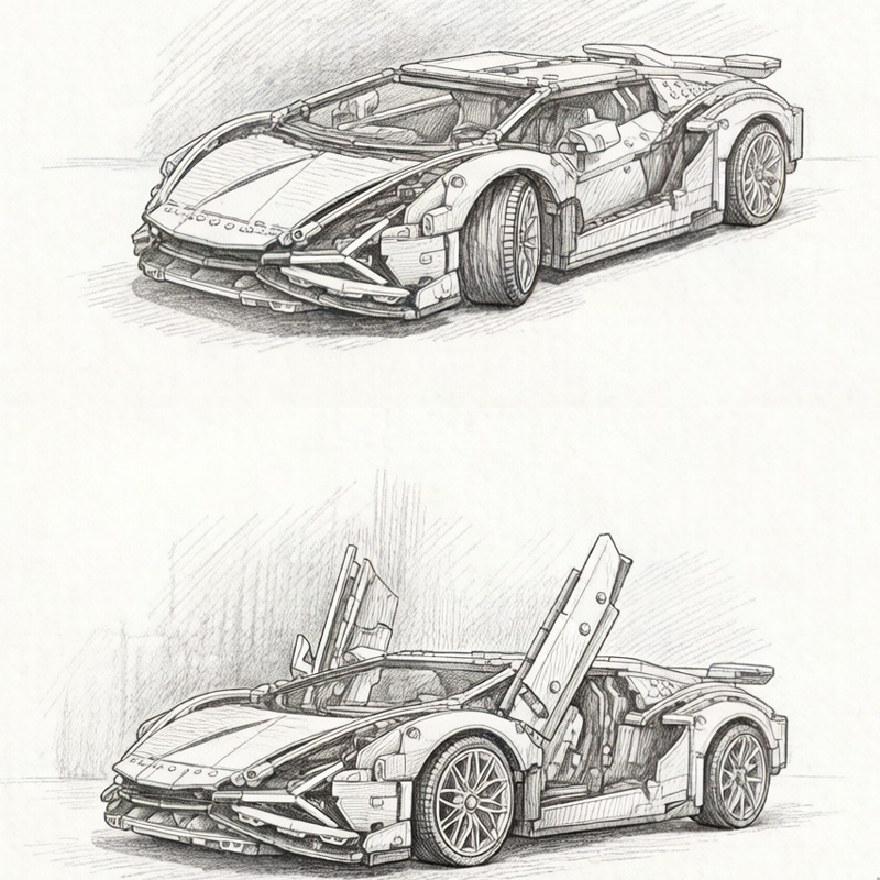 3696 PCS Lamborghini Building  - Model Kit Lamborghini recensione e prezzo