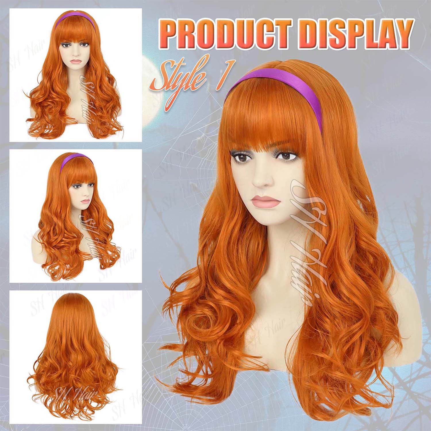 Synthetic Long Curly Orange Wi - Magnifier With Light recensione e prezzo