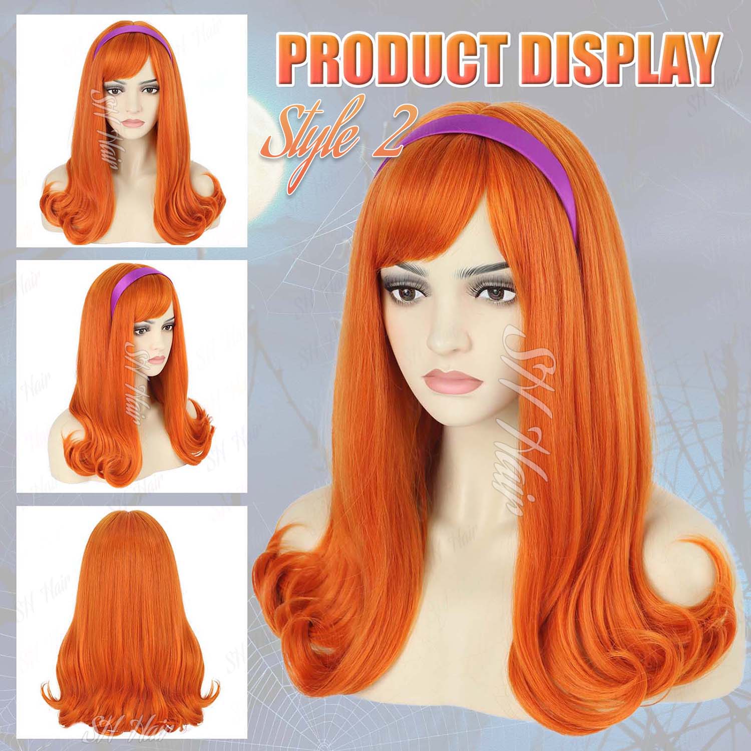 Synthetic Long Curly Orange Wi - Magnifier With Light recensione e prezzo
