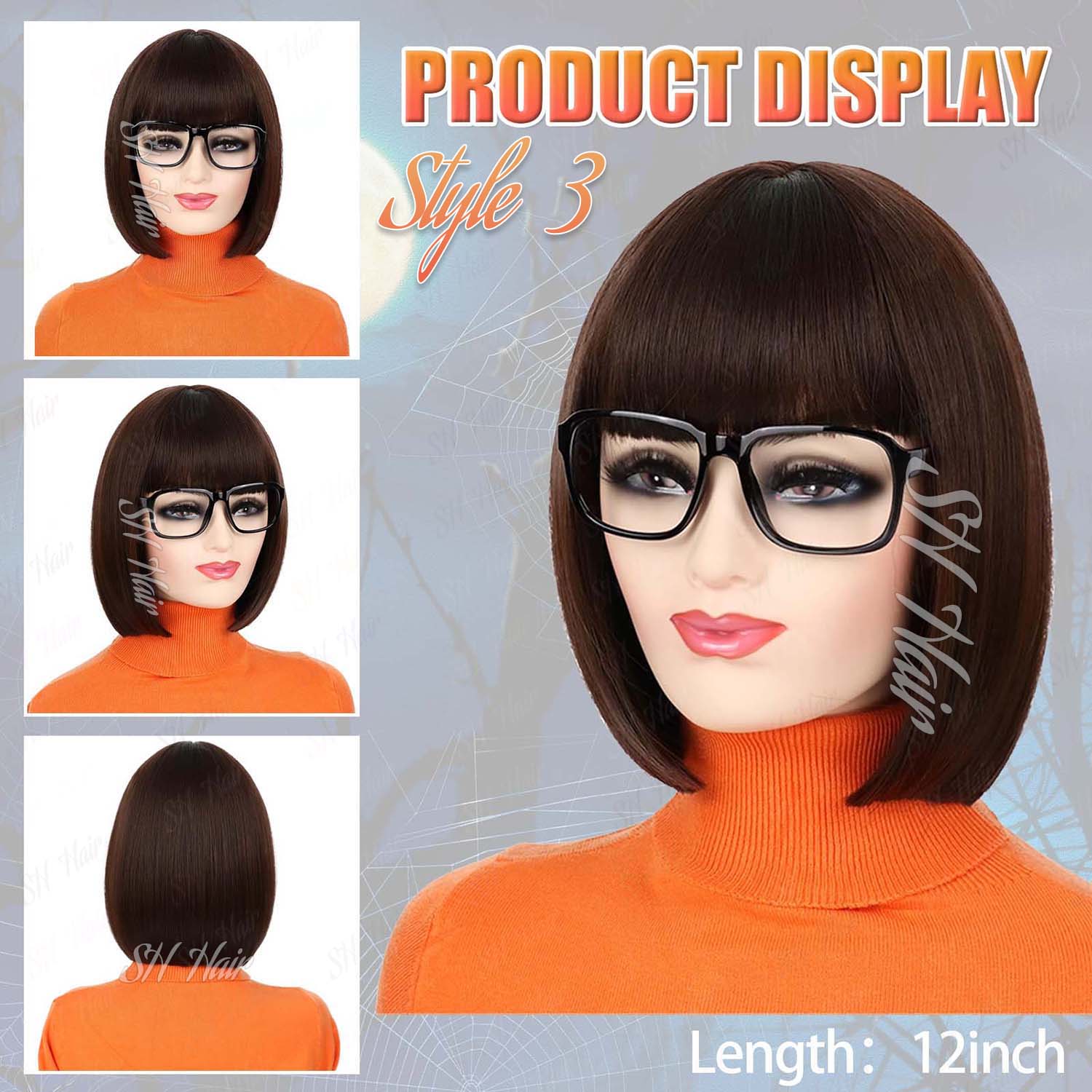 Synthetic Long Curly Orange Wi - Magnifier With Light recensione e prezzo