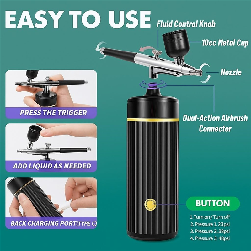 ABAE-Cordless Airbrush Set, Re - Airbrush Compressor Kit recensione e prezzo